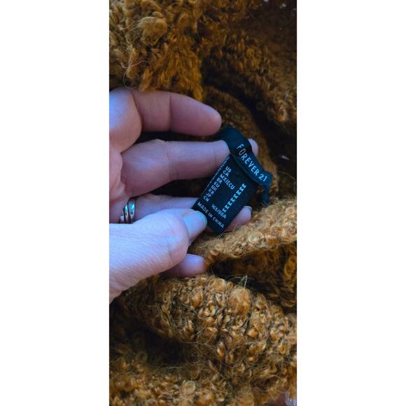 Forever 21 mustard yellow cowl neck cropped teddy sweater - Picture 7 of 7